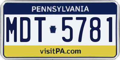 PA license plate MDT5781