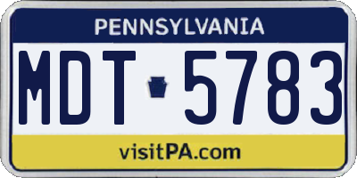 PA license plate MDT5783