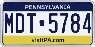 PA license plate MDT5784