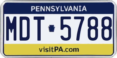 PA license plate MDT5788