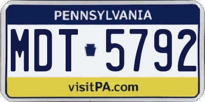 PA license plate MDT5792