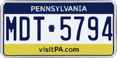 PA license plate MDT5794