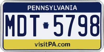 PA license plate MDT5798