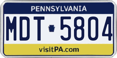 PA license plate MDT5804