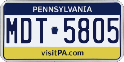 PA license plate MDT5805