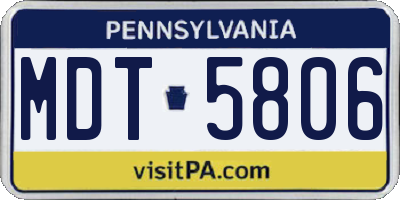 PA license plate MDT5806