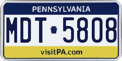 PA license plate MDT5808
