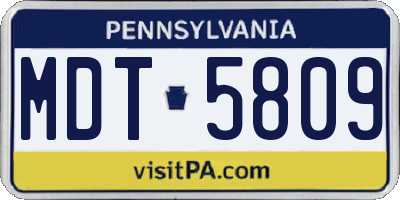 PA license plate MDT5809