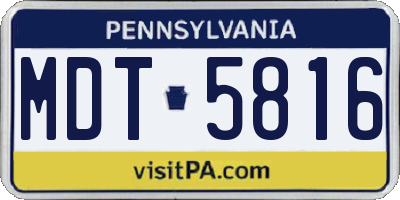 PA license plate MDT5816
