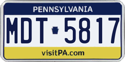 PA license plate MDT5817