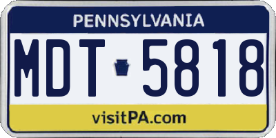 PA license plate MDT5818