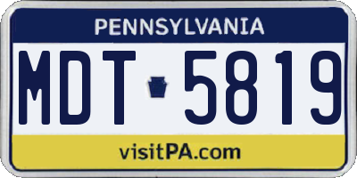 PA license plate MDT5819