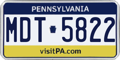 PA license plate MDT5822