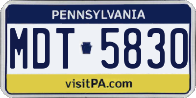 PA license plate MDT5830