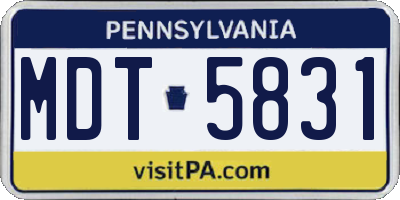 PA license plate MDT5831