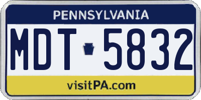 PA license plate MDT5832