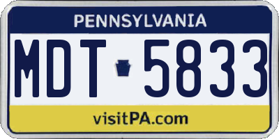 PA license plate MDT5833