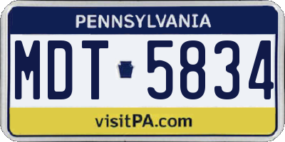 PA license plate MDT5834