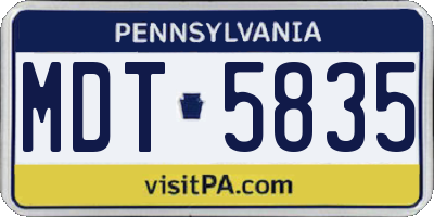 PA license plate MDT5835