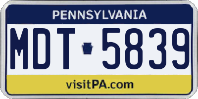 PA license plate MDT5839
