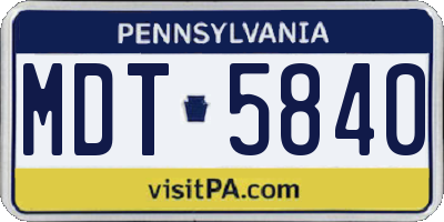 PA license plate MDT5840