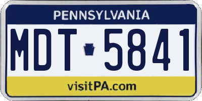 PA license plate MDT5841