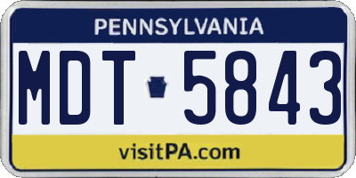PA license plate MDT5843