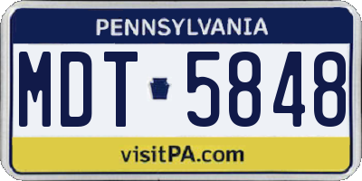 PA license plate MDT5848