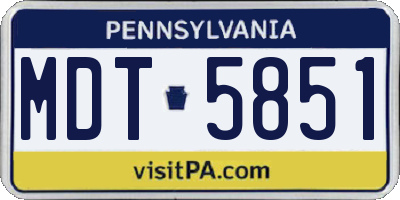 PA license plate MDT5851