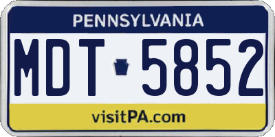 PA license plate MDT5852