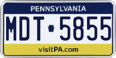 PA license plate MDT5855