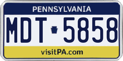 PA license plate MDT5858