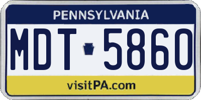 PA license plate MDT5860