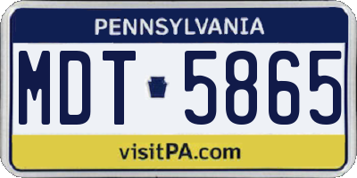 PA license plate MDT5865