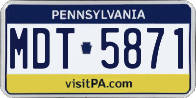 PA license plate MDT5871