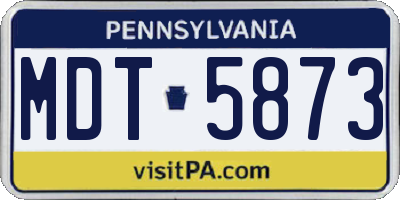 PA license plate MDT5873