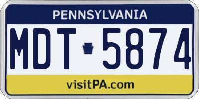 PA license plate MDT5874