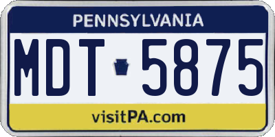 PA license plate MDT5875