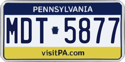 PA license plate MDT5877