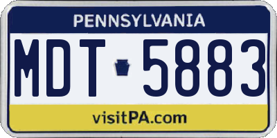 PA license plate MDT5883