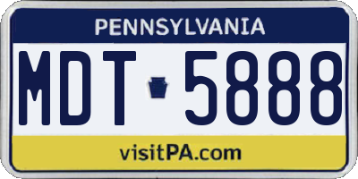 PA license plate MDT5888