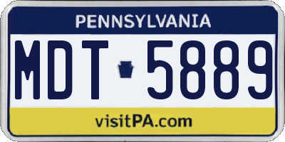 PA license plate MDT5889