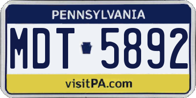 PA license plate MDT5892