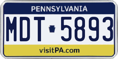 PA license plate MDT5893