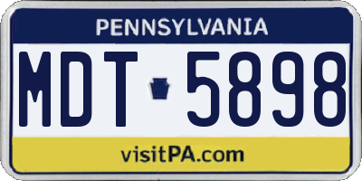 PA license plate MDT5898