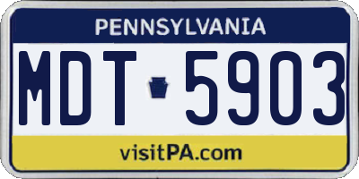 PA license plate MDT5903