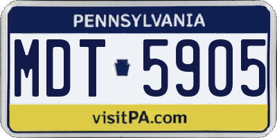 PA license plate MDT5905