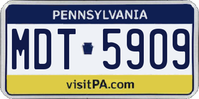 PA license plate MDT5909