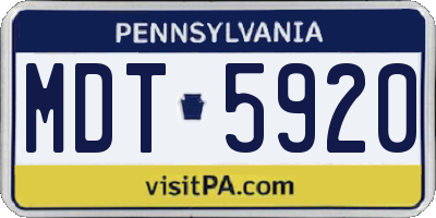 PA license plate MDT5920