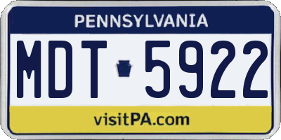 PA license plate MDT5922